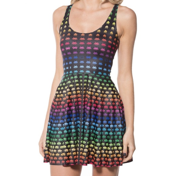 BLACK MILK SPACE INVADERS RAINBOW REV SKATER DRESS - Picture 3 of 7